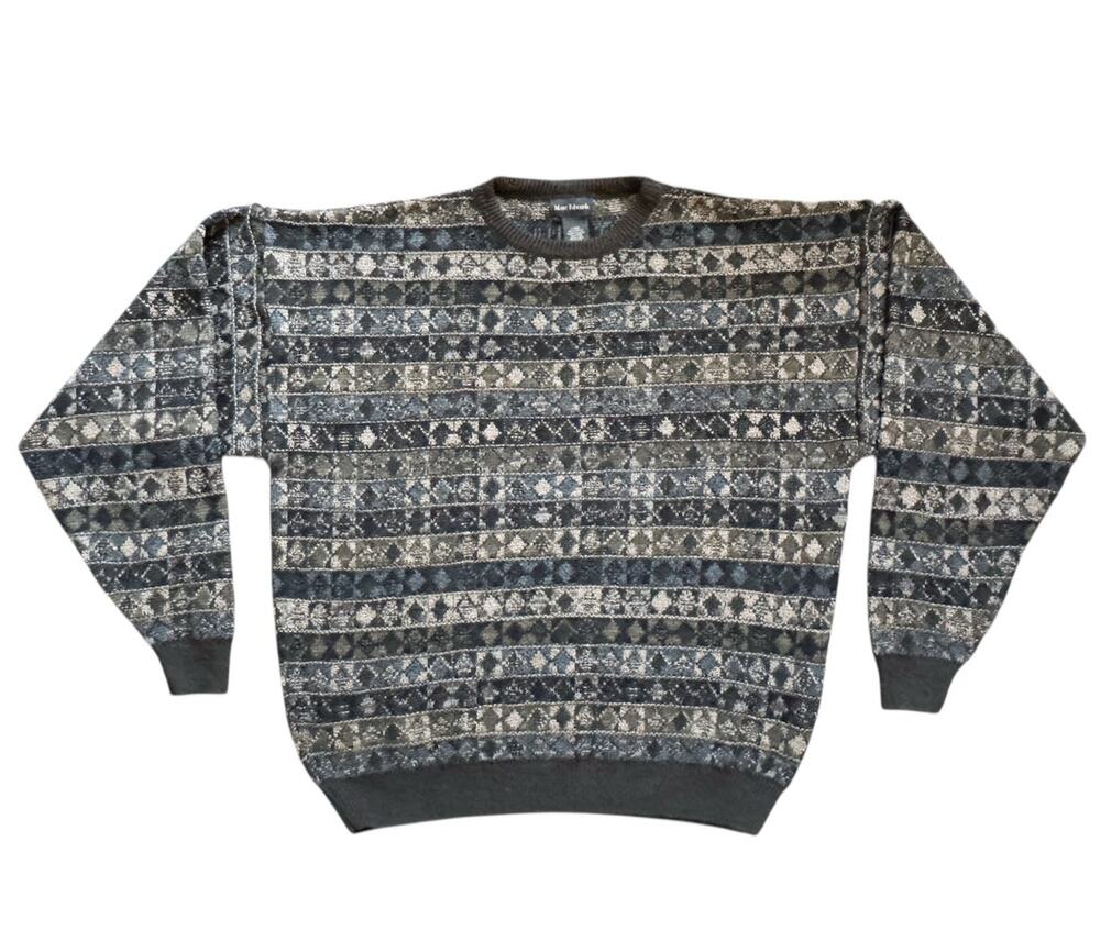 Vintage Y2K 90s Grandpa Sweater Fairy Grunge Retro Knit Crewneck Mens Cabincore
